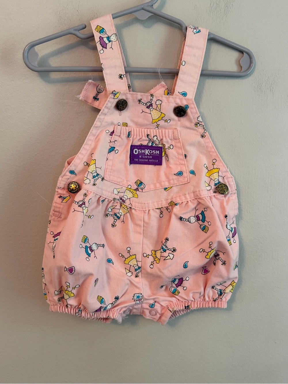 OshKosh B'gosh Pink Printed Vintage Overalls - Picture 1 of 5